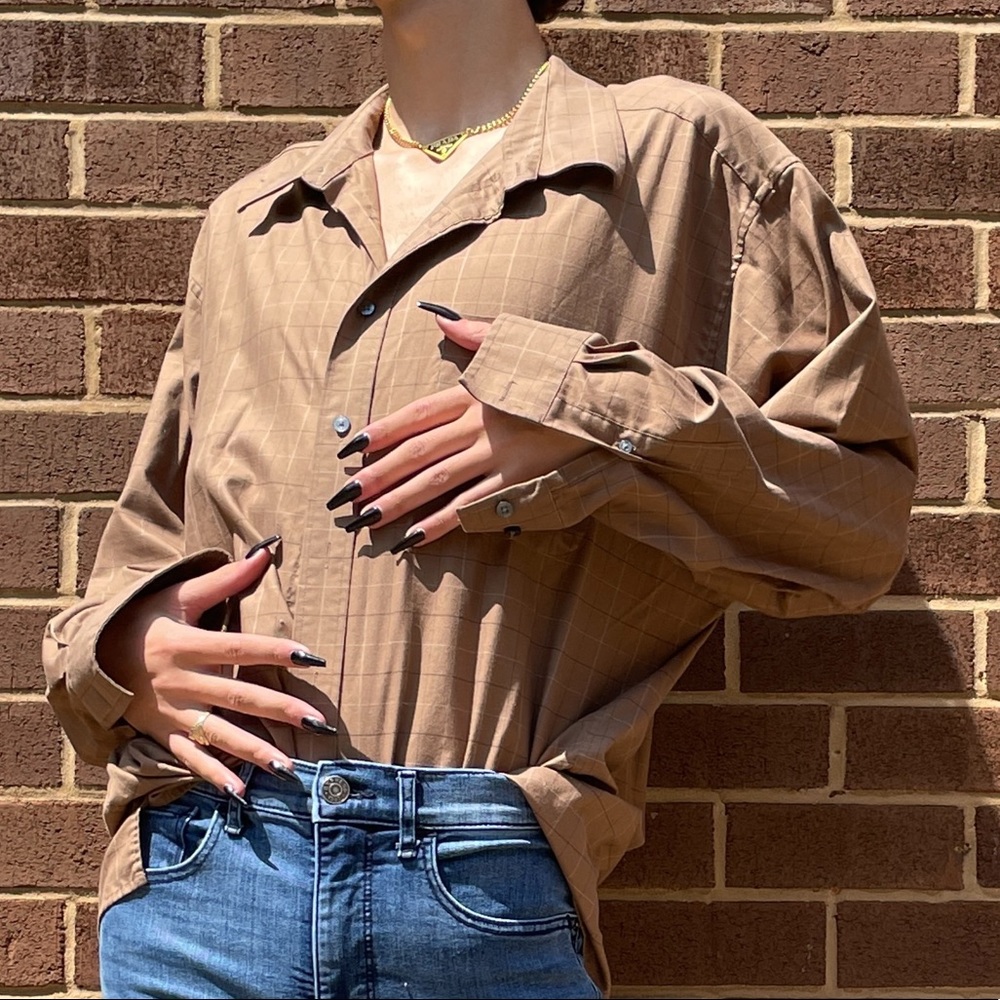 Vintage Brown Oversized Button Down